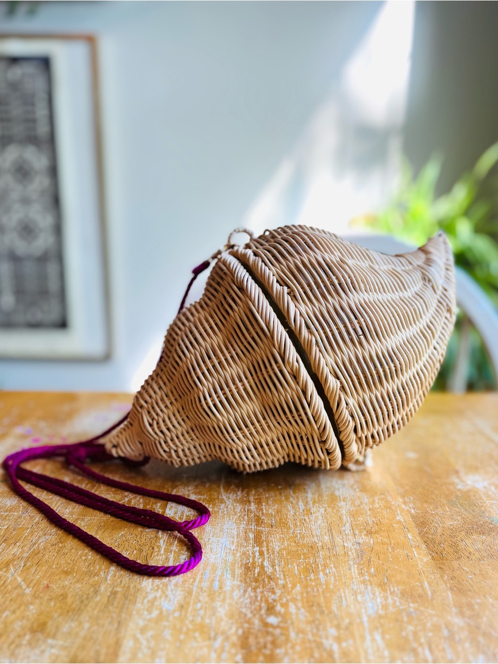 Rattan Seashell Shaped crossbody purse clutch